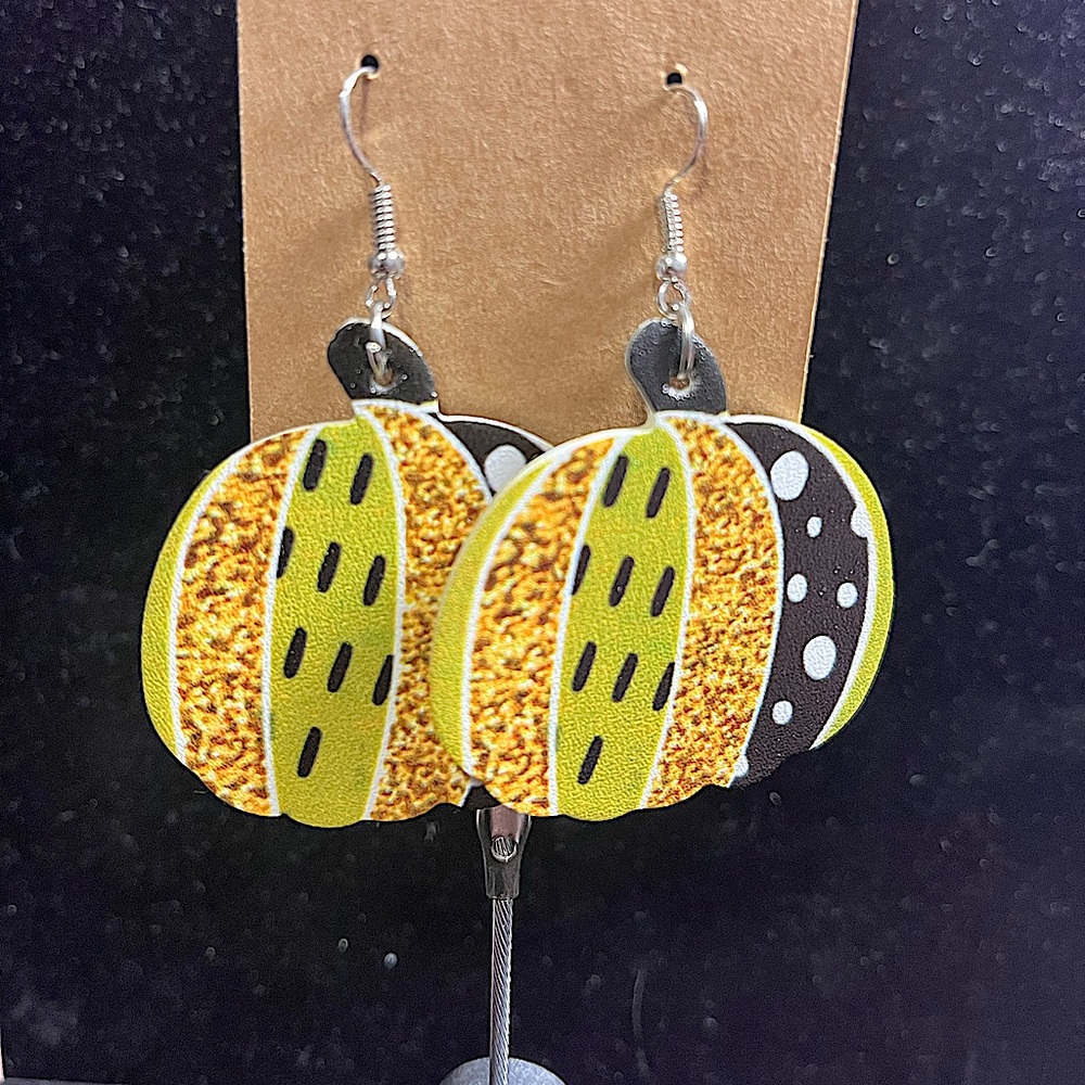 Pumpkin Leather Style Earrings NWT